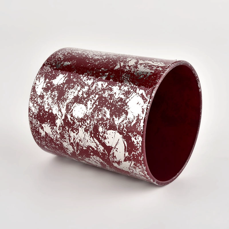 White printing dust and red glass jar candle vessel for gift in bulk White printing dust and red glass jar candle vessel for gift in bulk