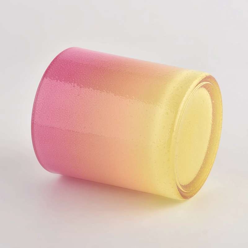 OEM luxury gradient pink glass candle jar solid candle holder