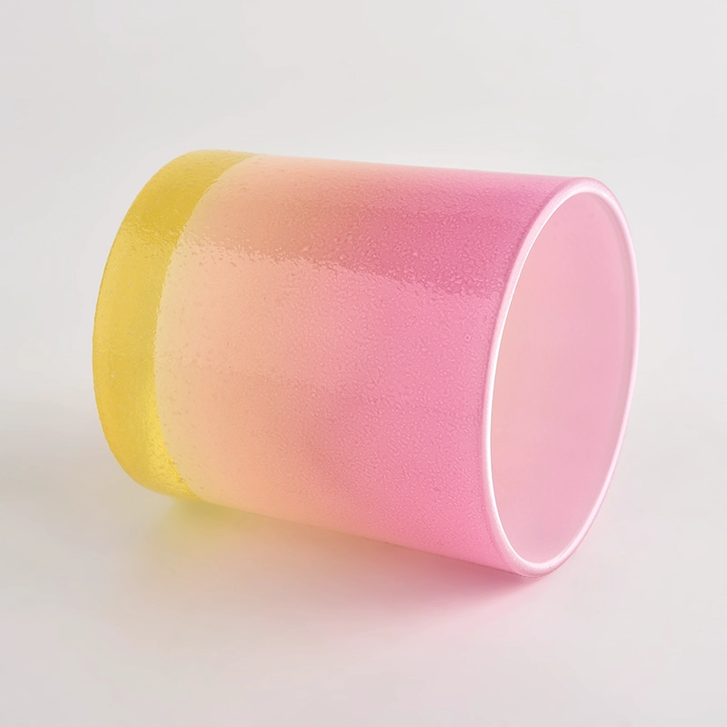 OEM luxury gradient pink glass candle jar solid candle holder OEM luxury gradient pink glass candle jar solid candle holder