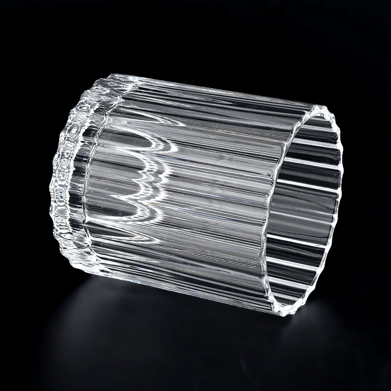 popular stripe glass candle jar round candle vessel supplier
