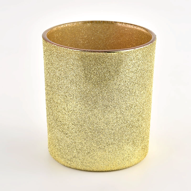 Golden metallic shining 10oz glass candle jars for candles Golden metallic shining 10oz glass candle jars for candles