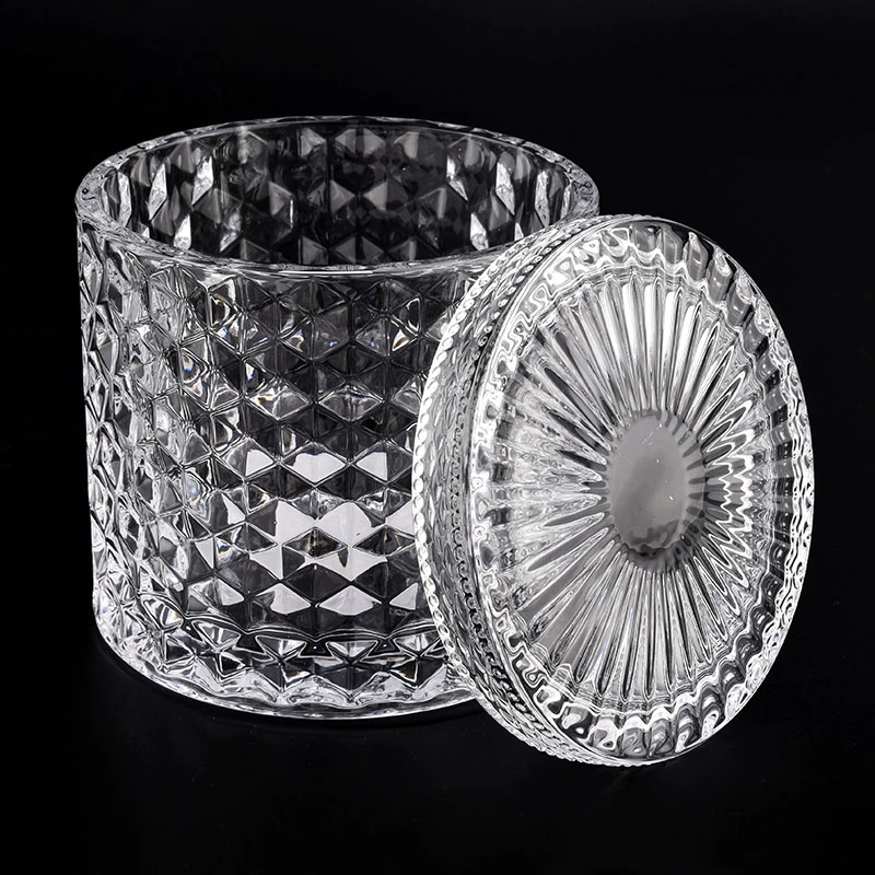Luxury Gold Glass Candle Jar with Lids Diamond Glass Candle Containers Luxury Gold Glass Candle Jar with Lids Diamond Glass Candle Containers