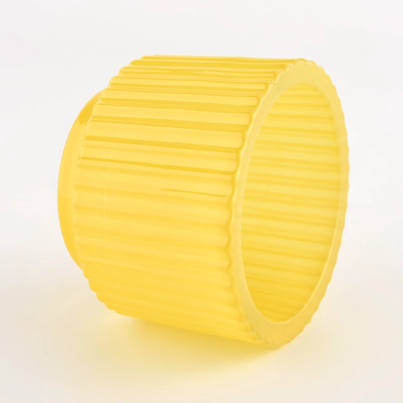 8oz 10oz yellow stripe glass candle container wholesale