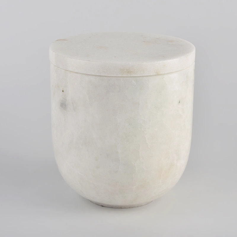 Wholesale 14oz marble white round candle jar with lids for home decor