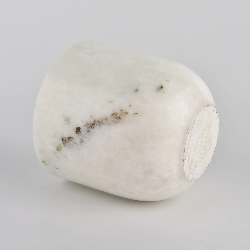 Wholesale 14oz marble white round candle jar with lids for home decor