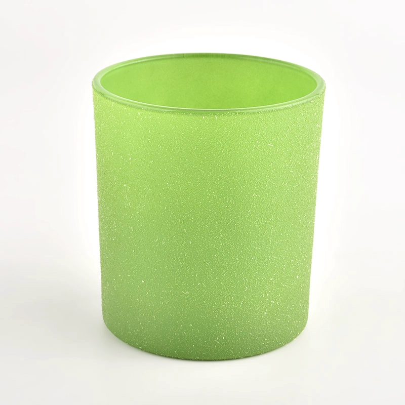 hot sale glass candle jar frost green glass jar for home decor