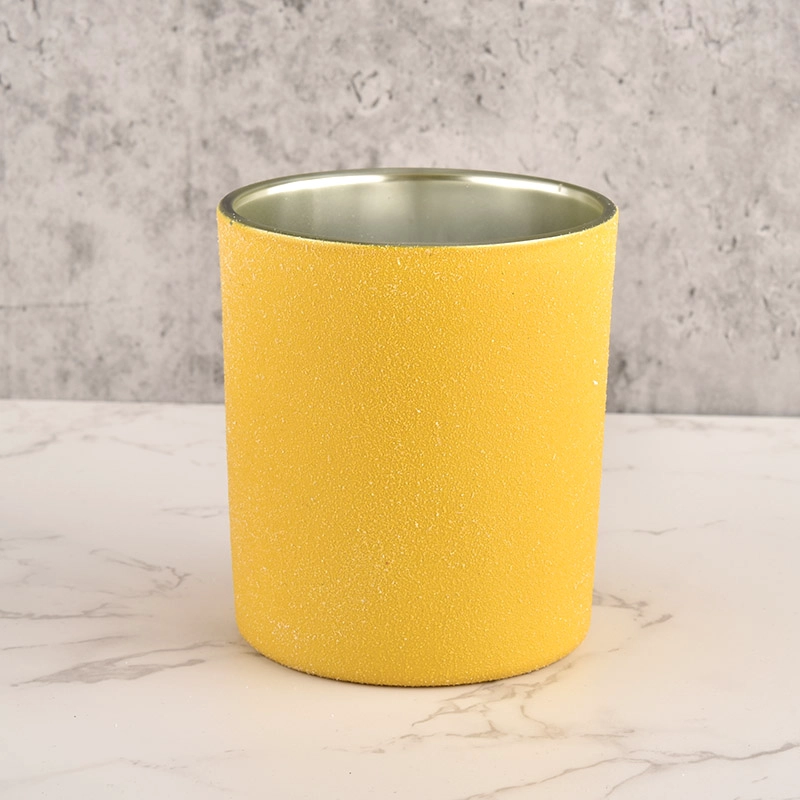 Yellow Glass Candle Holders Customized Glass Candle Jars
