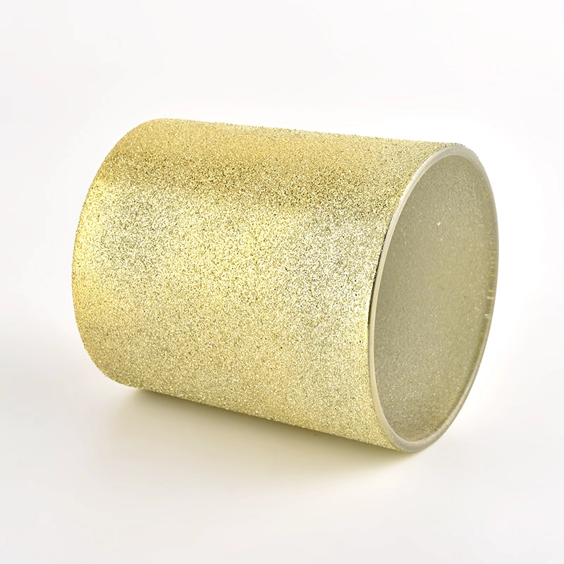 Wholesale yellow frosted empty glass candle jars