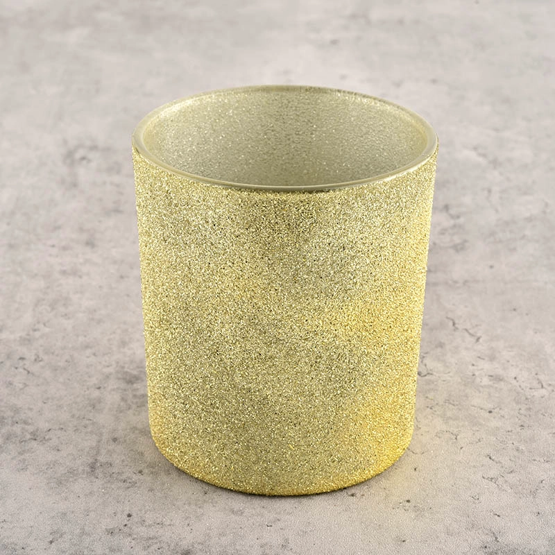 Wholesale yellow frosted empty glass candle jars