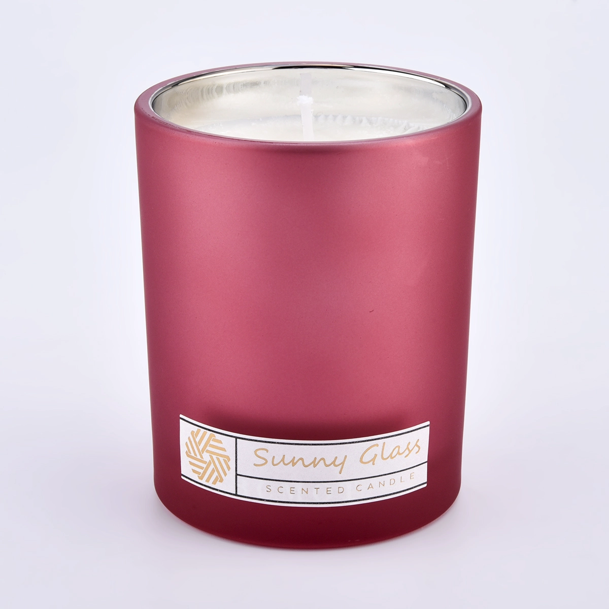 electroplate silver glass candle vessel sky blue glass candle jar supplier