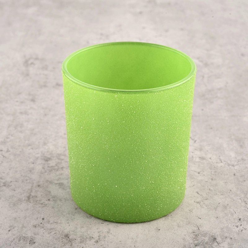 Luxury frost green glass candle jar round big glass candle holder