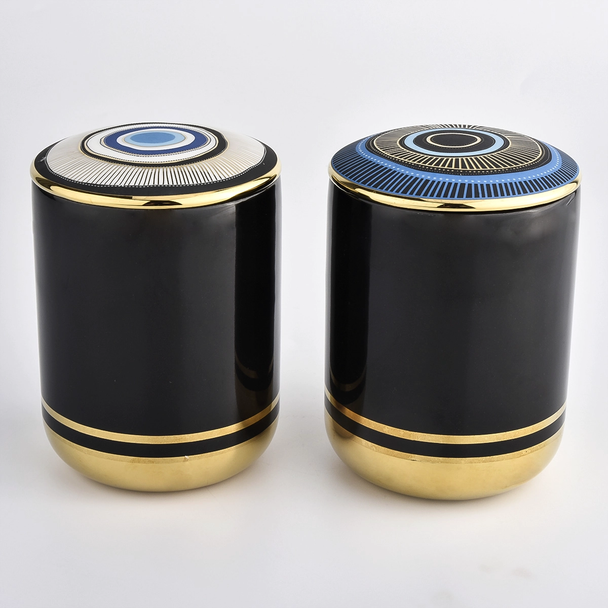 Customized Black Ceramic Candle Jars with Lids For Sale Customized Black Ceramic Candle Jars with Lids For Sale