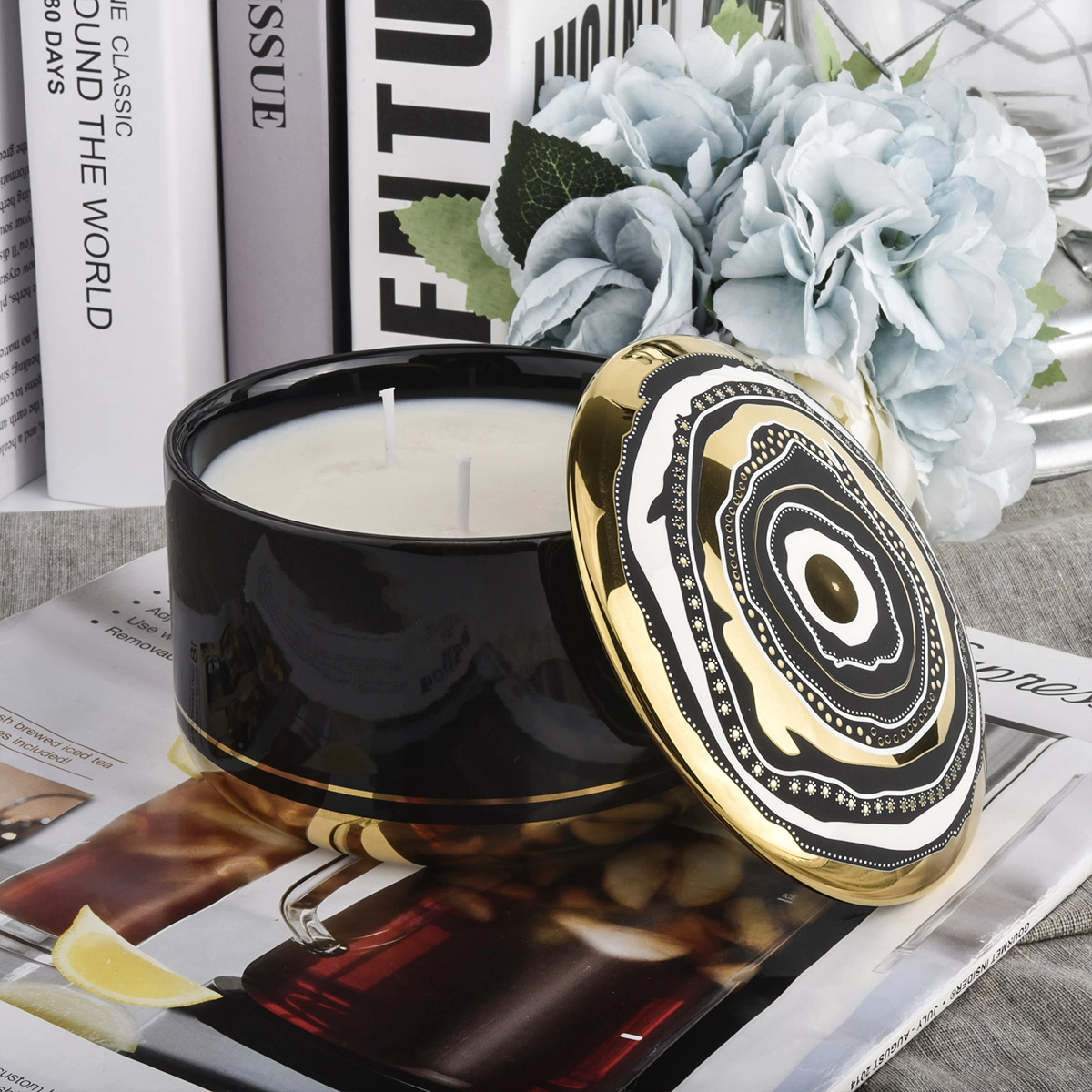 High-end Black Ceramic Candle Vessel with Lids Wholesale High-end Black Ceramic Candle Vessel with Lids Wholesale
