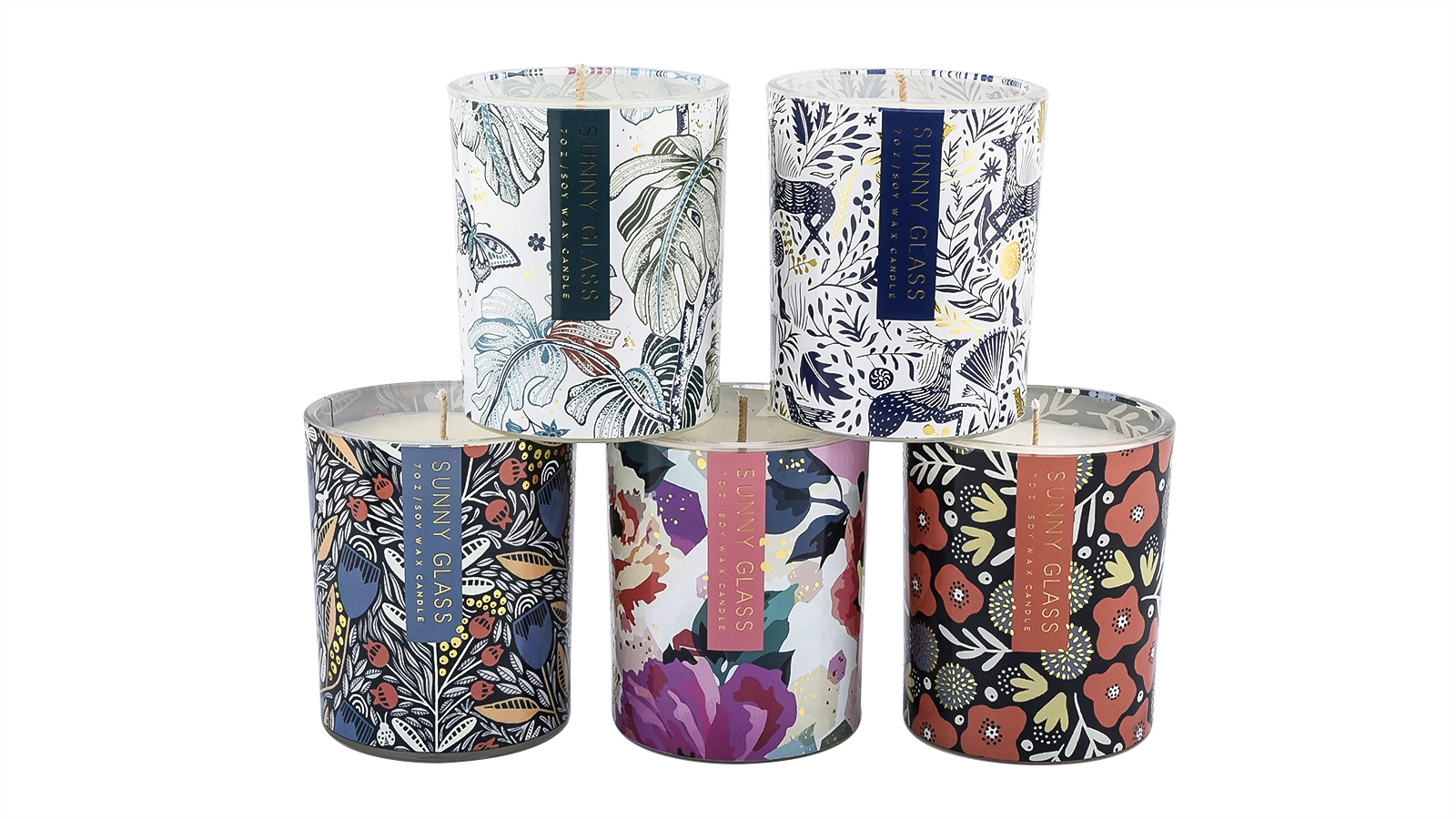 300ml Glass Candle Vessel with decal for home decor