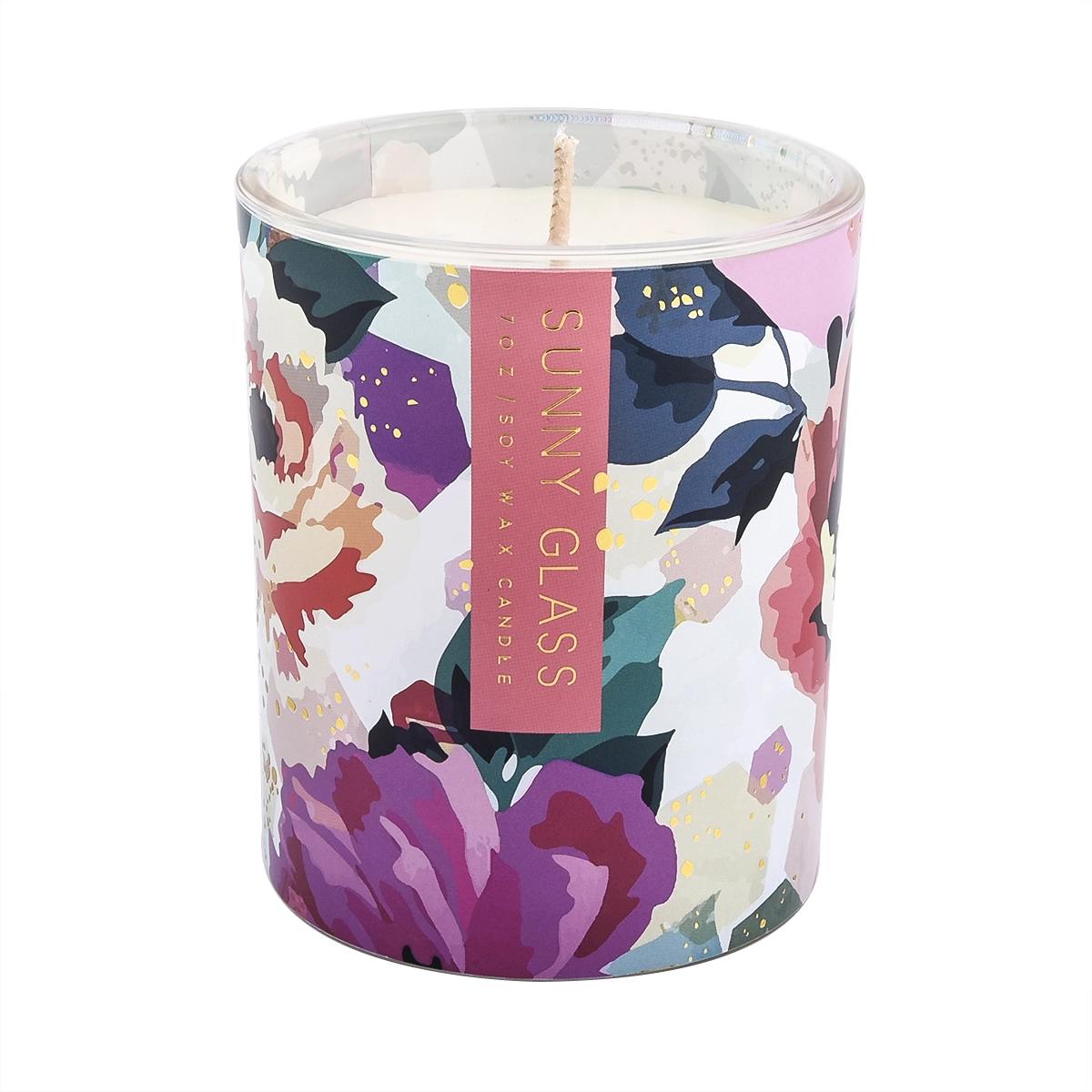 custom glass candle jar with flower design Valentine's Day supplier