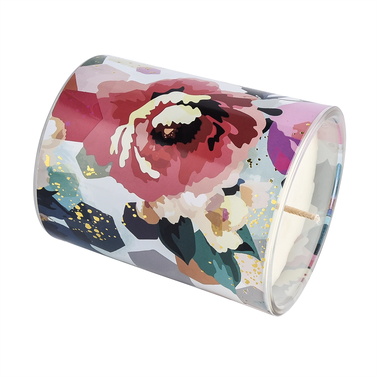 custom glass candle jar with flower design Valentine's Day supplier