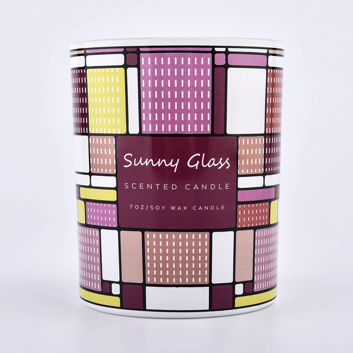 luxury lattice design glass vessel 10oz 12oz glass candle jar with home decor