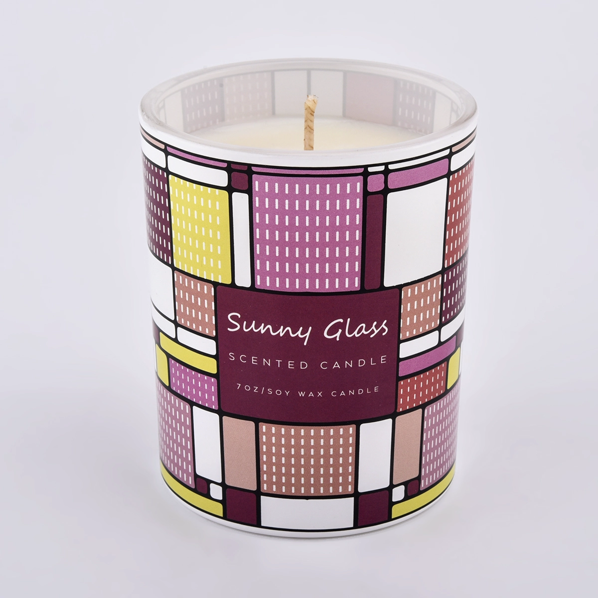 luxury lattice design glass vessel 10oz 12oz glass candle jar with home decor