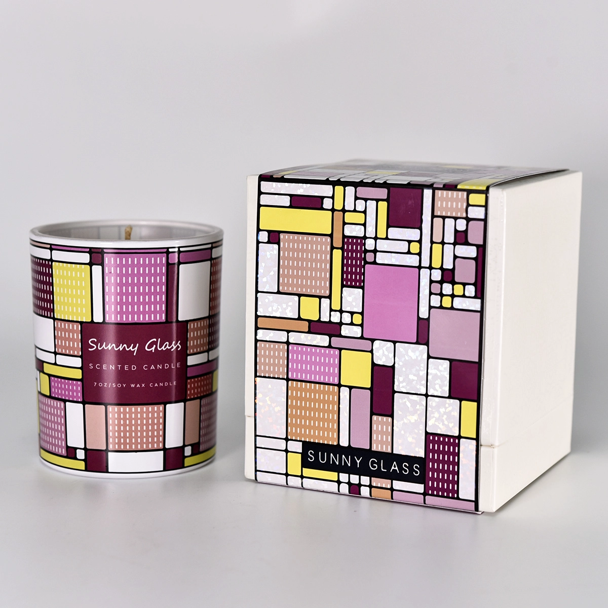luxury lattice design glass vessel 10oz 12oz glass candle jar with home decor