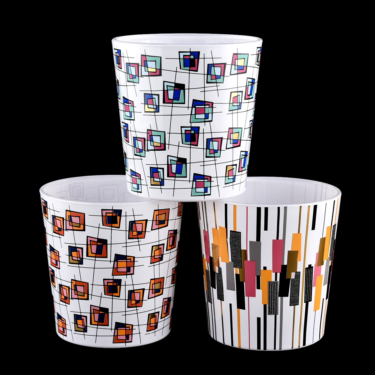 Customized Decaling Glass Candle Jars Customized Glass Cnalde Holder Manufacturer
