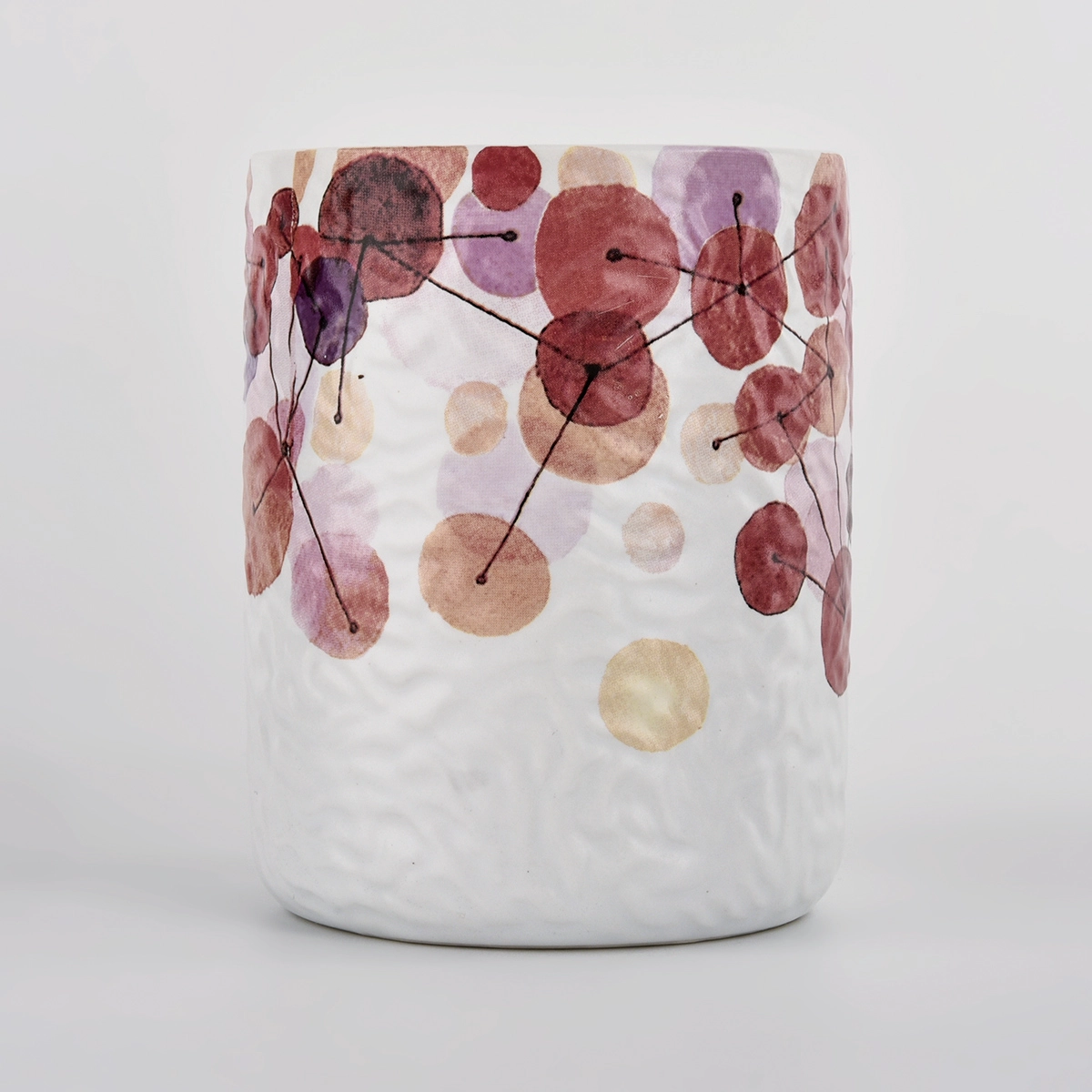 Custom ceramic jar for candles with flower wholesale
