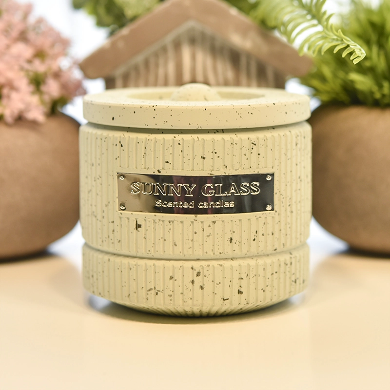 Home Decorative 10oz Concrete Candle Jar With Concrete Lid wholesale