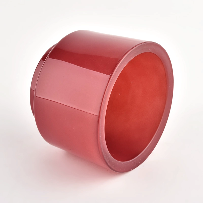 Wholesale round empty glass candle Jars red glass vessel
