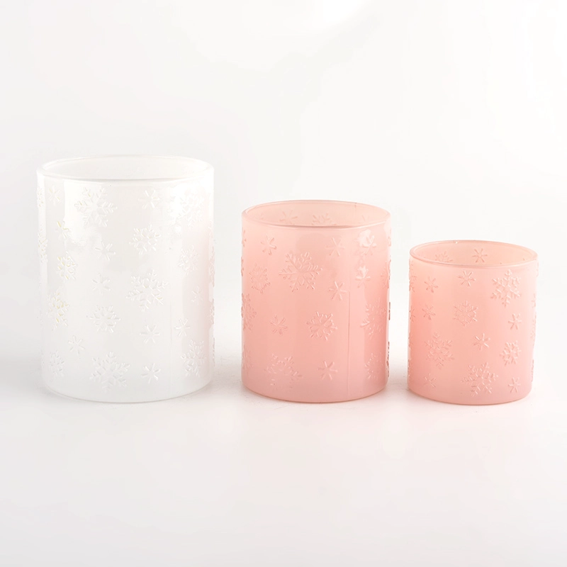  Unique pattern pink glass candle jar wholesale