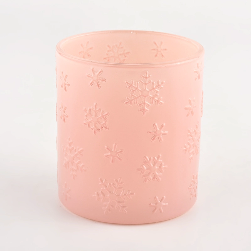  Unique pattern pink glass candle jar wholesale