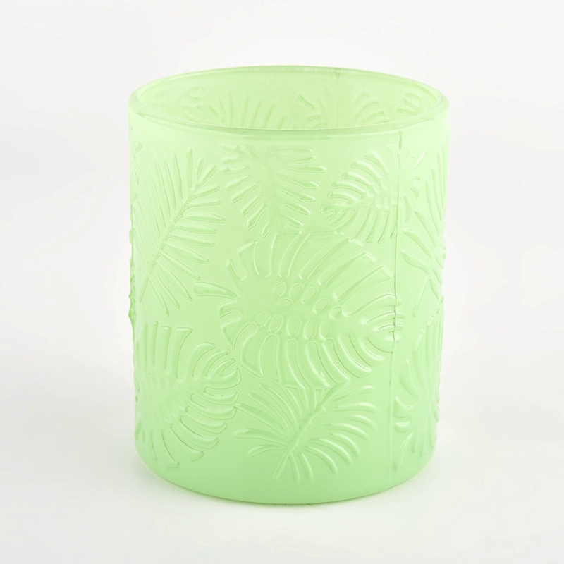 luxury green glass vessels for candles with decoration wholesale