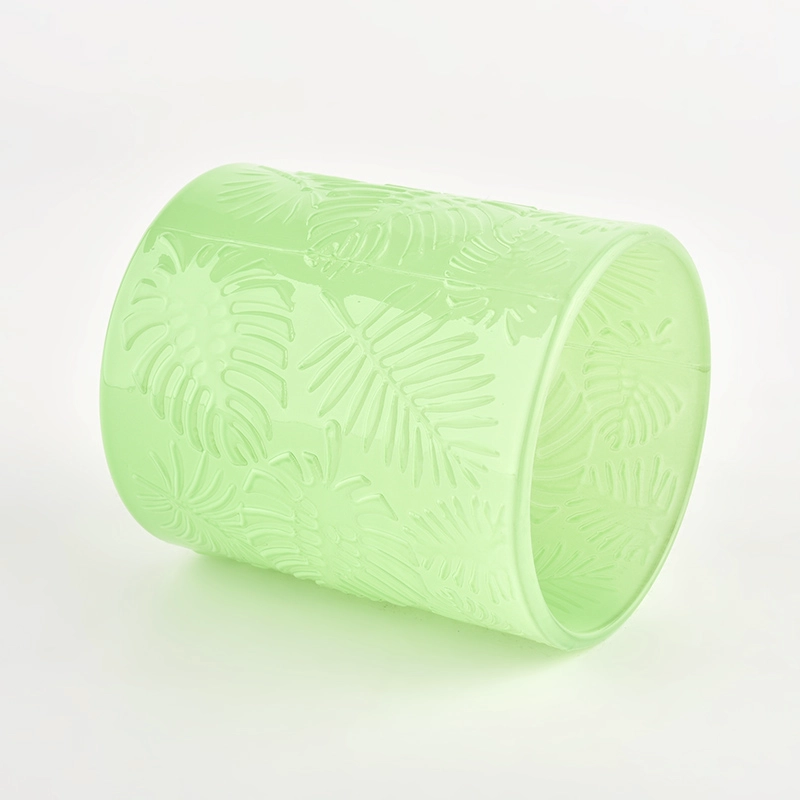 luxury green glass vessels for candles with decoration wholesale