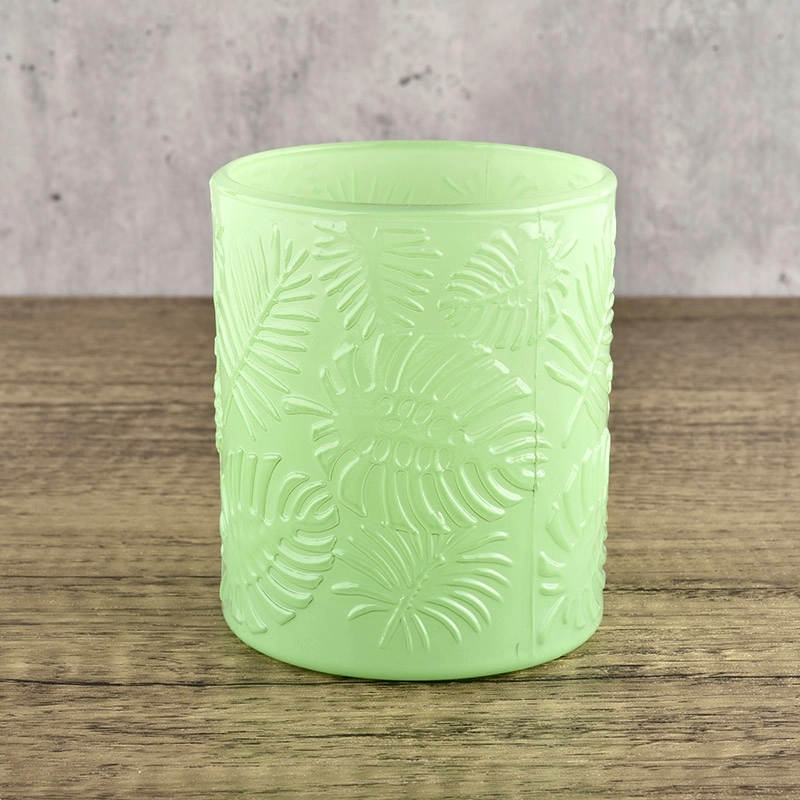 luxury green glass vessels for candles with decoration wholesale