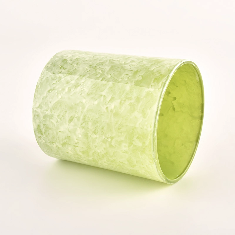 8oz 10oz popular green glass candle vessel with decor