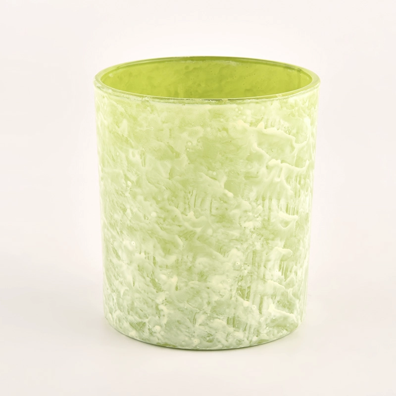 8oz 10oz popular green glass candle vessel with decor