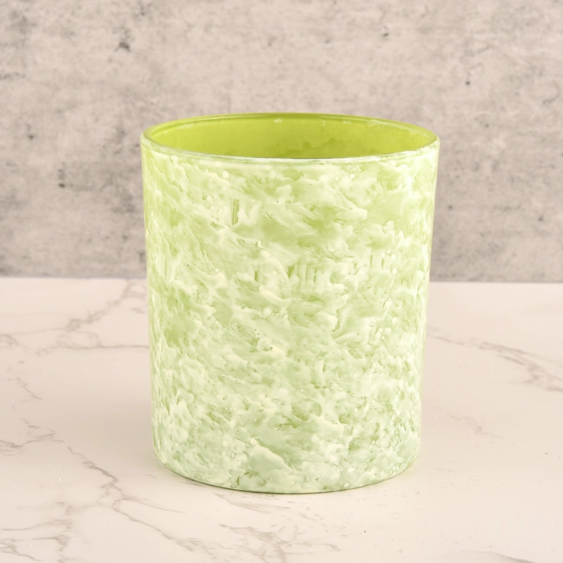8oz 10oz popular green glass candle vessel with decor