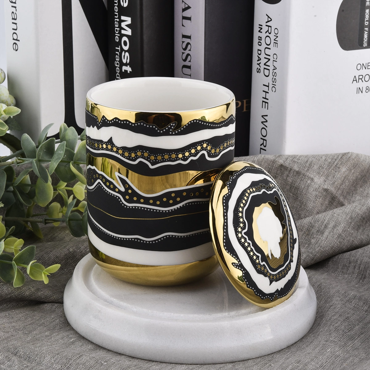 Luxury Home Decoration Empty Ceramic Candle Vessels with Lids Wholesale Luxury Home Decoration Empty Ceramic Candle Vessels with Lids Wholesale