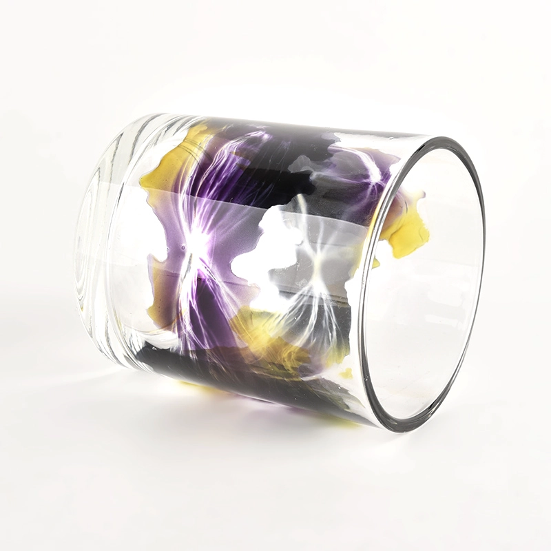 color painting on glass candle jars for candle wax inside 