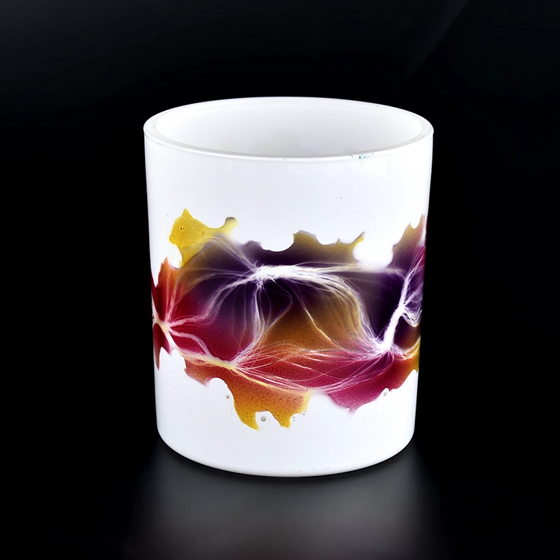 color painting on glass candle jars for candle wax inside 