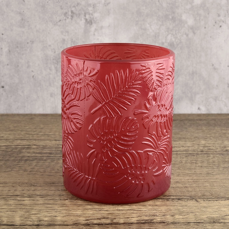 luxury embossing palms pattern glass candle jars luxury embossing palms pattern glass candle jars