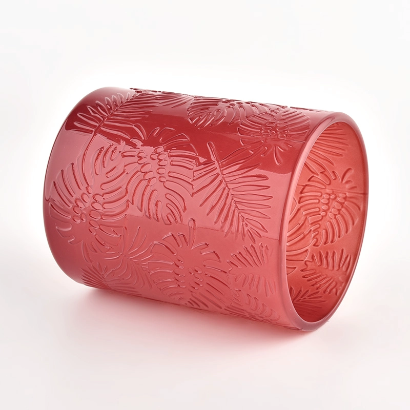 luxury embossing palms pattern glass candle jars luxury embossing palms pattern glass candle jars