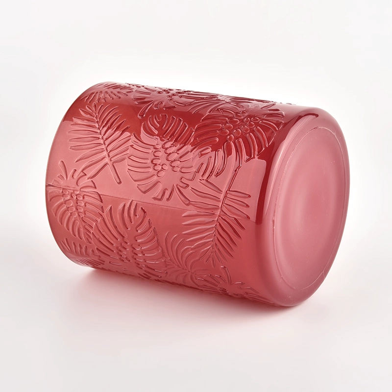 luxury embossing palms pattern glass candle jars luxury embossing palms pattern glass candle jars