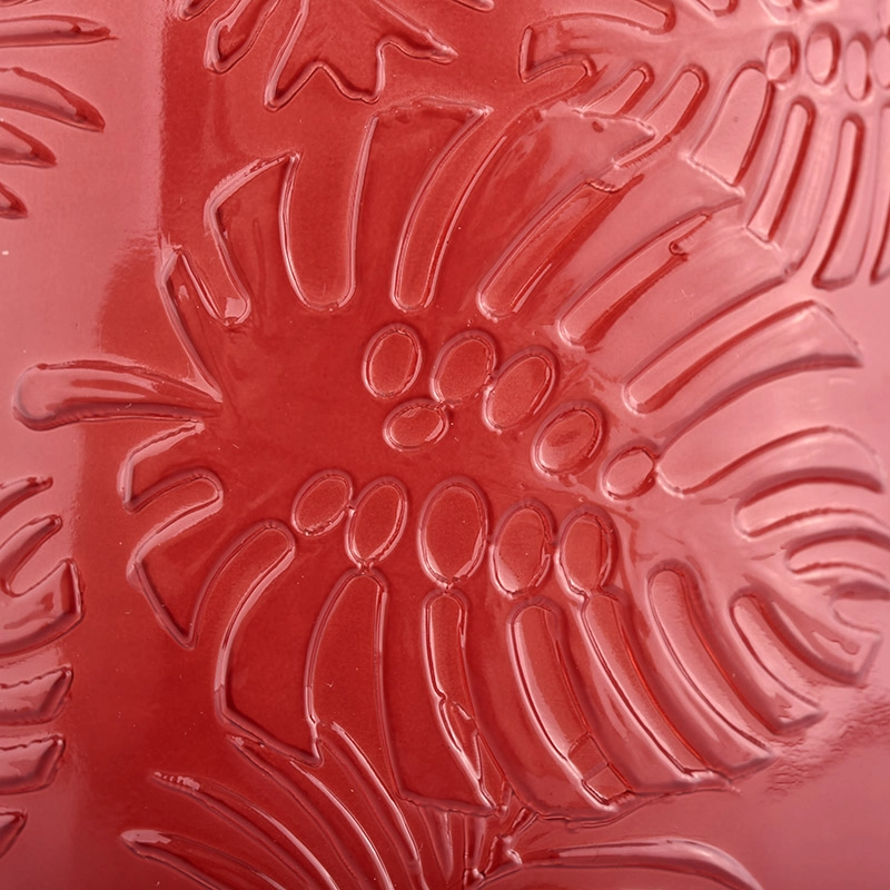 luxury embossing palms pattern glass candle jars luxury embossing palms pattern glass candle jars