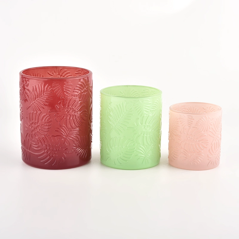luxury embossing palms pattern glass candle jars luxury embossing palms pattern glass candle jars