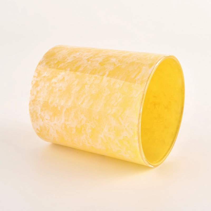 hand paint yellow artwork glass candle jar hand paint yellow artwork glass candle jar