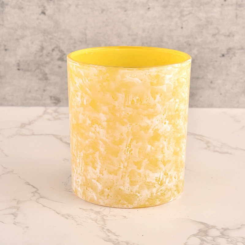 hand paint yellow artwork glass candle jar hand paint yellow artwork glass candle jar