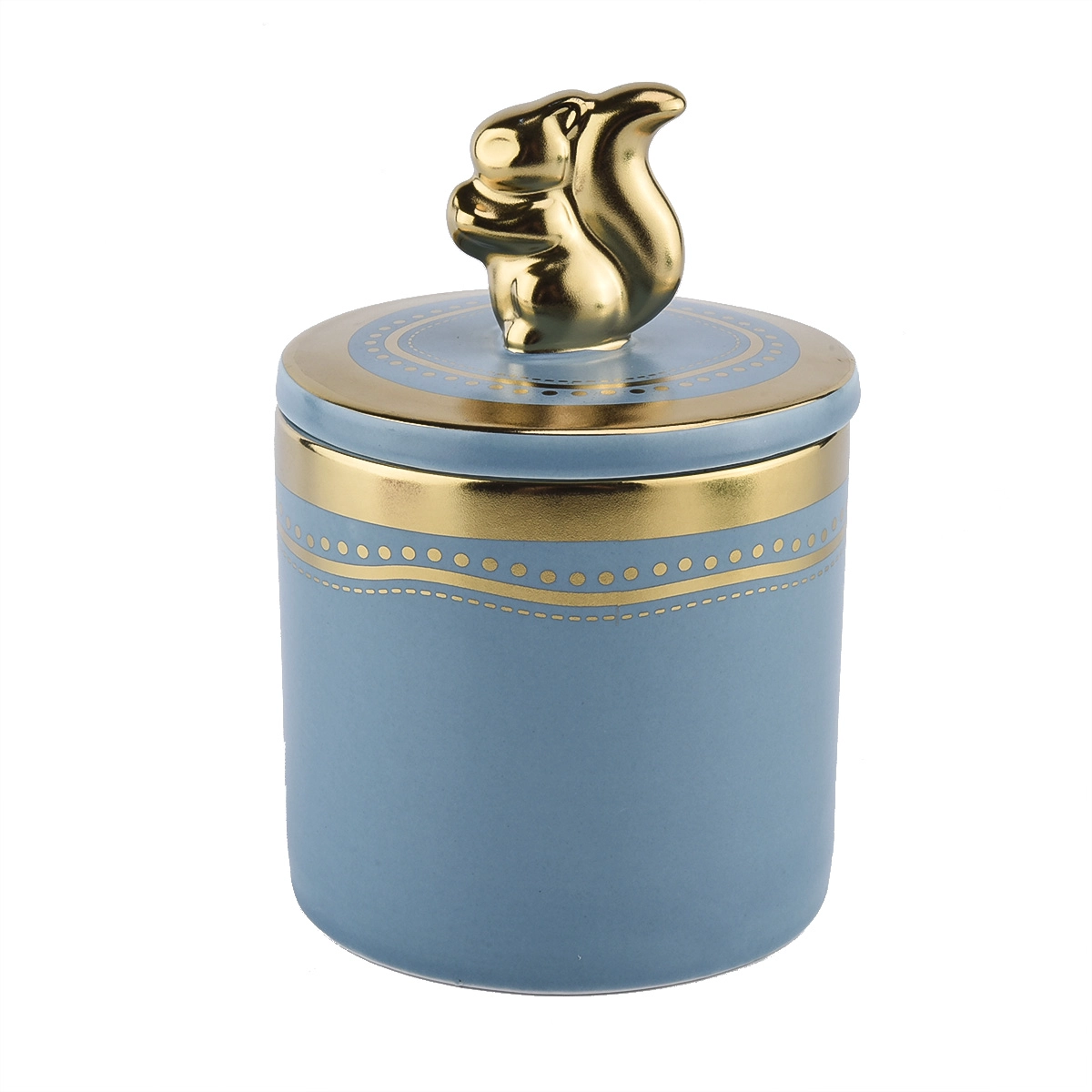 hot sales blue ceramic candle jar with handing lid