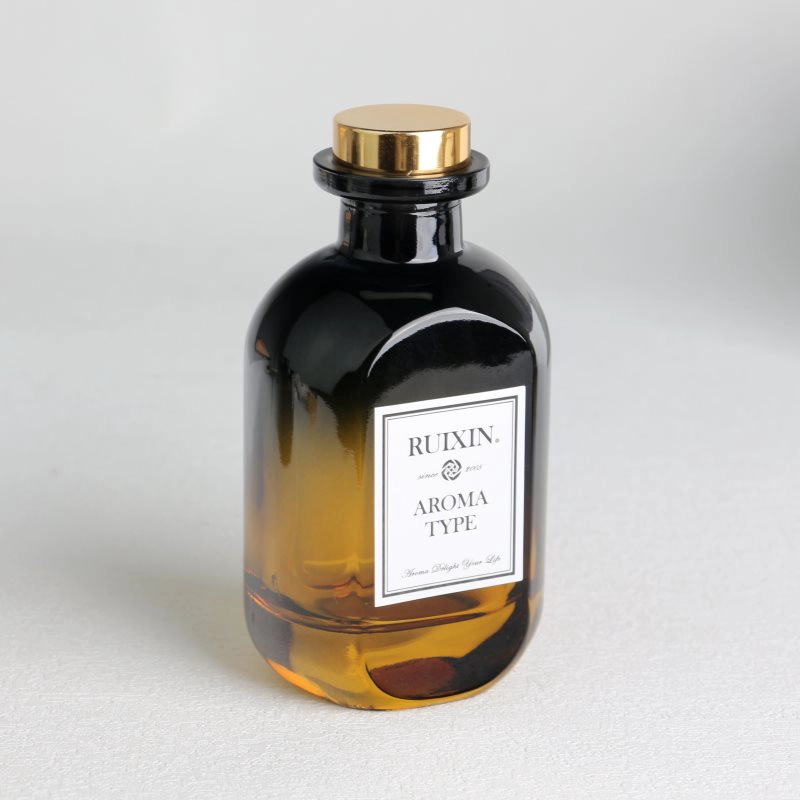 Oblate Flask Shaped Gradient Yellow to Black Diffuser Bottles