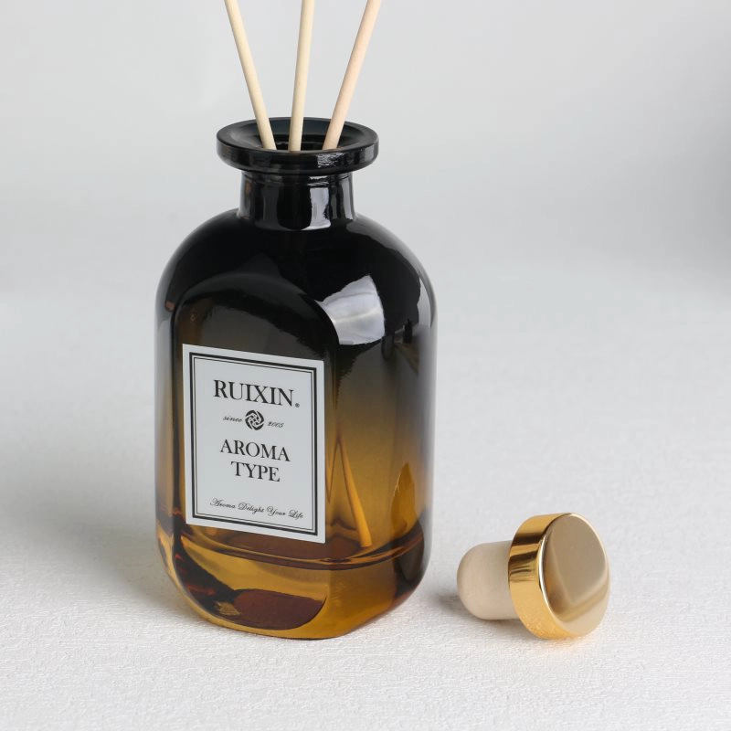 Oblate Flask Shaped Gradient Yellow to Black Diffuser Bottles