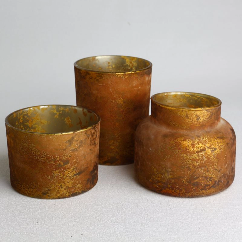 Distressed Retro Ginger Yellow Empty candle jars Set