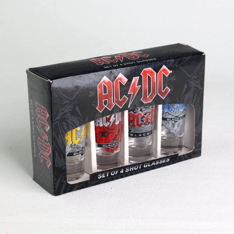 Verres à shot imprimés avec décalcomanie 2oz, Logo personnalisé, avec boîte-cadeau de dessin animé imprimé en couleur personnalisée, produits périphériques
